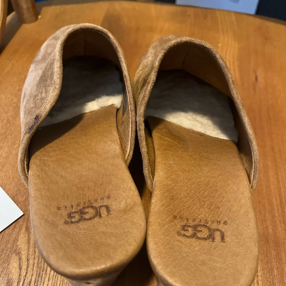 UGG Women's Tan Suede Mules - Picture 4 of 11